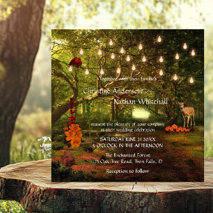 Convite De Casamento De Luzes De Corda De Floresta