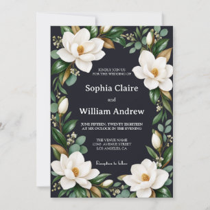 Convite de Casamento de Magnólia Moderna Elegante