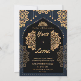 CONVITE DE CASAMENTO DE MANDALA CLÁSSICA DOURADA E