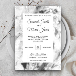 Convite de Casamento de Mármore Cinza Branco Chic