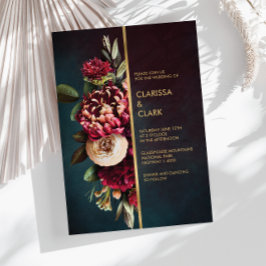 Convite De Casamento De Marsala Floral A Neve Escu