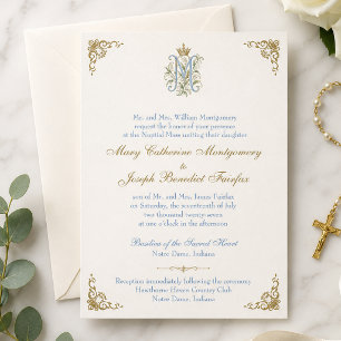 Convite de Casamento de Missa Nupcial com Monogram