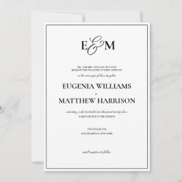 Convite de Casamento de Monograma Clássico