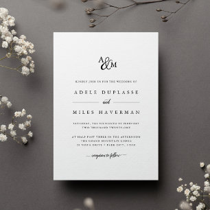 Convite de Casamento de Monograma de Ampersand