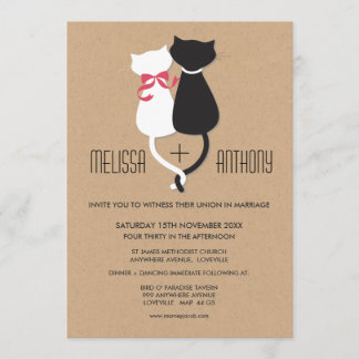 Convite de casamento de Monograma de Casal de Gato