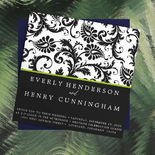 Convite De Casamento De Monograma De Maçã Verde