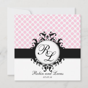 Convite de casamento de Monogramas em forma rosa B