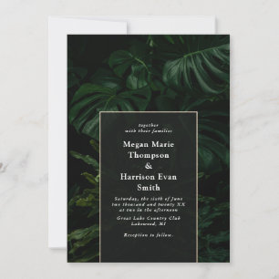 Convite De Casamento De Monstera Tropical Moody