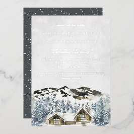 Convite de Casamento de Montanha no Inverno Rústic