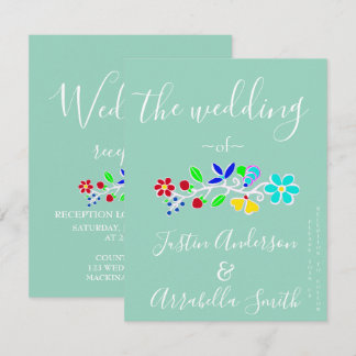 Convite de Casamento de Morango Floral Anishinaabe