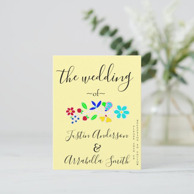 Convite de Casamento de Morango Floral Anishinaabe (Em pé/Frente)