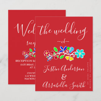 Convite de Casamento de Morango Floral Anishinaabe