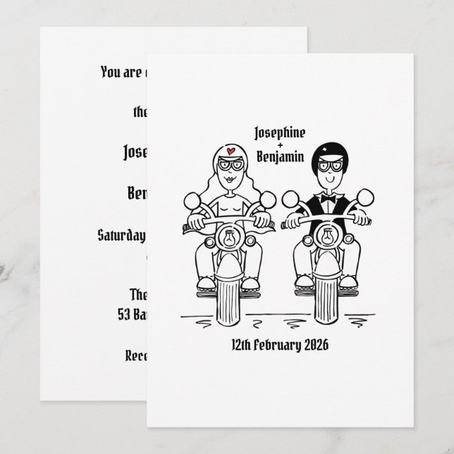 Convite de Casamento de Motocicleta de Motociclist (Frente/Verso)