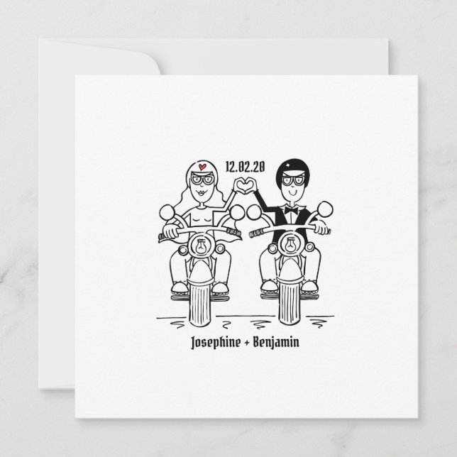 Convite de Casamento de Motocicleta Personalizado  (Frente)