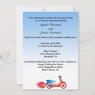 Convite De Casamento De Motociclos E Chamas Multic