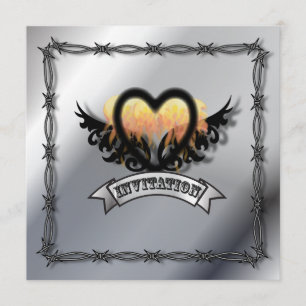 Convite de Casamento de Motoqueiro com Coração de 