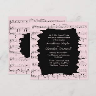 Convite de Casamento de Música Abstrata Rosa Moder