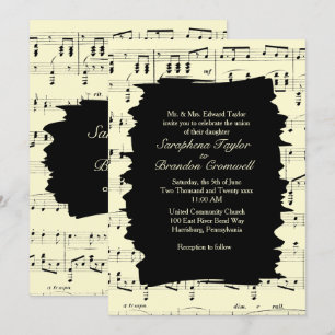 Convite de casamento de Música Amarelo Abstrato m
