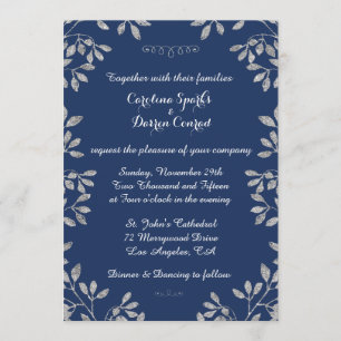 Convite De Casamento De na moda Faux Silver Glitte