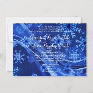 Convite de Casamento de Natal Blue Snowflake