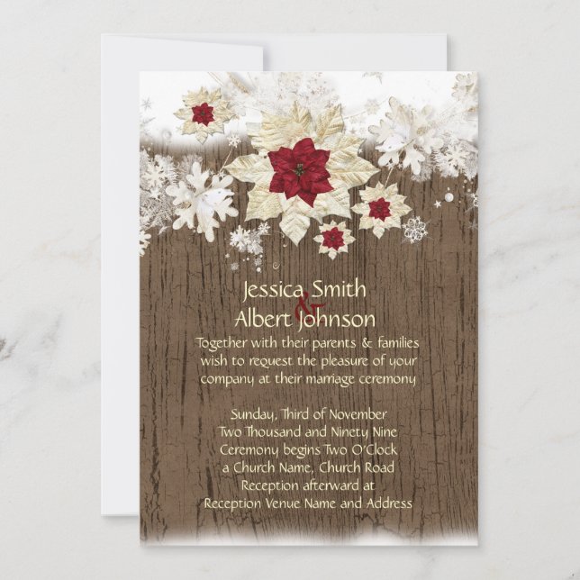 Convite de casamento de Natal da Madeira da Neve (Frente)