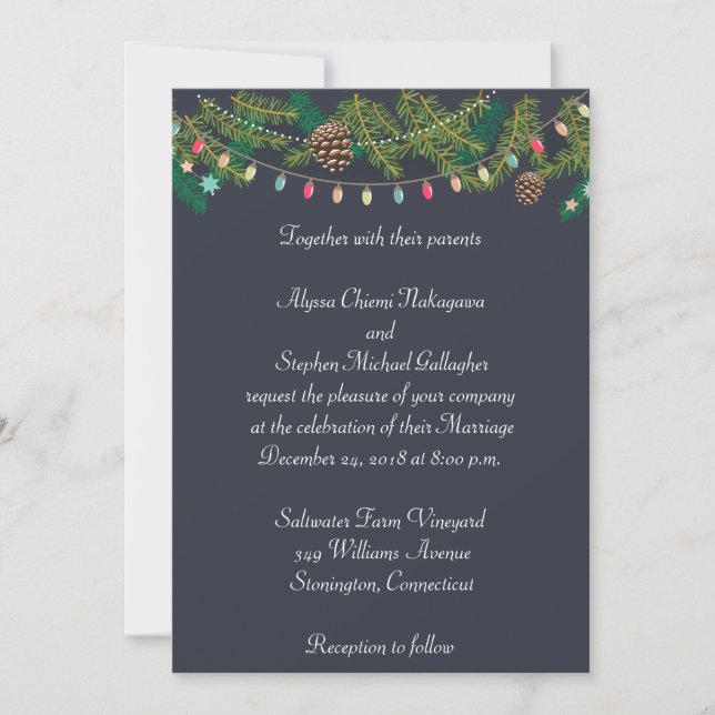 Convite de Casamento de Natal em Quadro de Giz (Frente)