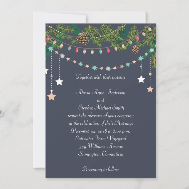 Convite de Casamento de Natal em Quadro de Giz (Frente)