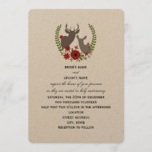 Convite de casamento de Natal Floral Deer