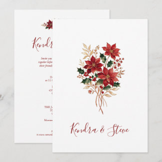 Convite de Casamento de Natal Poinsettia de Invern