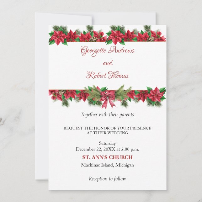 Convite de Casamento de Natal Rústico (Frente)