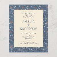 Convite de casamento de Natureza Azul e Rust Boho