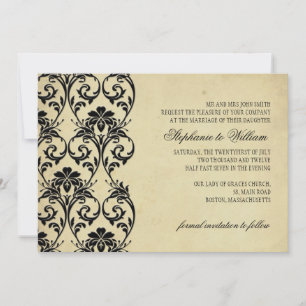 Convite De Casamento De Nave Floral De Black Vinta