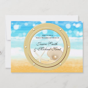 Convite de Casamento de Navio de Cruzeiro de Praia