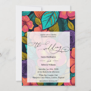 Convite de casamento de Neon Florals