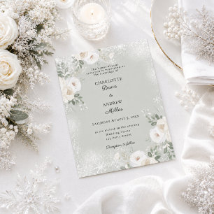 Convite de casamento de neve de inverno com sage f