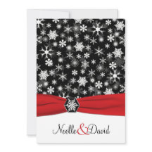 Convite De Casamento De Neves Negra, Branca, Floco
