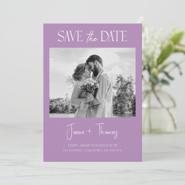 Convite de casamento de noivado de violeta african (Em pé/Frente)