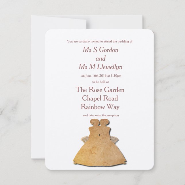 Convite De Casamento De Noivas Lésbicas Vintage (Frente)