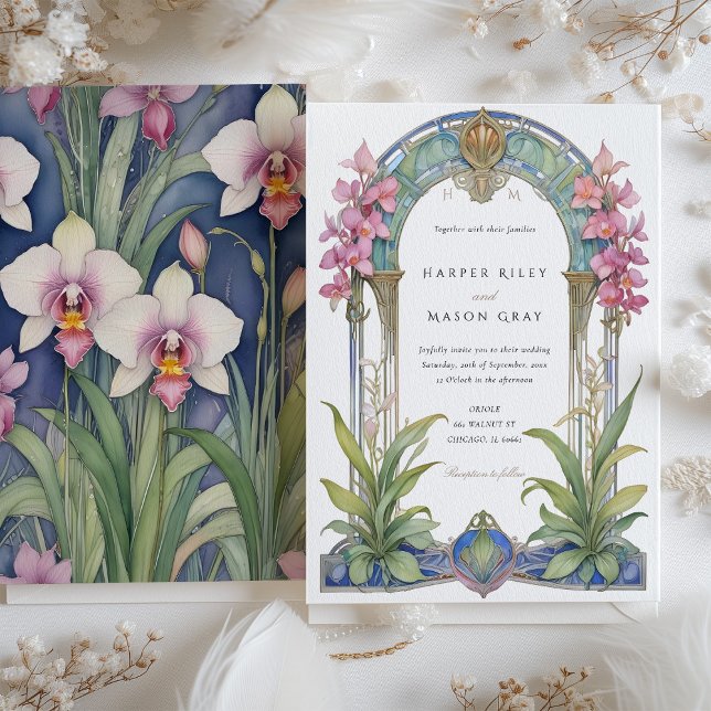 Convite De Casamento De Nouveau Orchid Garden (Criador carregado)