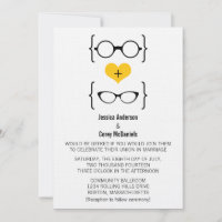 Convite De Casamento De Óculos Geeky Amarelos