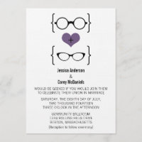 Convite De Casamento De Óculos Geeky Roxo