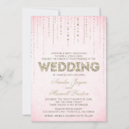 Convite de Casamento de Olhar para a Lente Rosa e