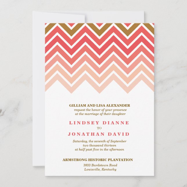 Convite De Casamento De Ombre Chevron (Frente)