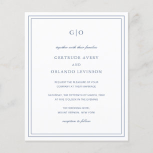 Convite de Casamento de Orçamento Azul Clássico Du