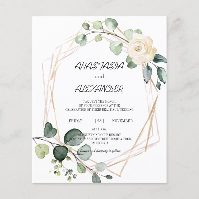 Convite de casamento de orçamento. Convite (Frente)