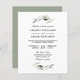 Convite de casamento de Orçamento de Folha Verde M