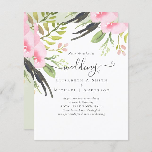 Convite De Casamento De Orçamento De Qualidade De  (Frente/Verso)