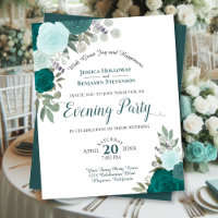 Convite de casamento de Orçamento do Teal Floral E