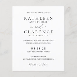 Convite de casamento de orçamento preto e branco c