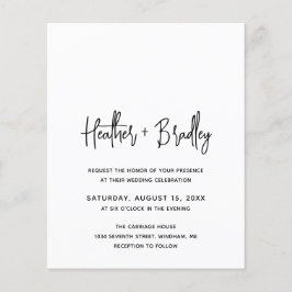 Convite de casamento de orçamento preto e branco m